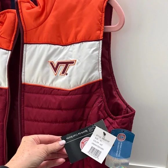 NWT Virginia Tech Quilted Vest in Maroon and Orange XL - Picture 6 of 13